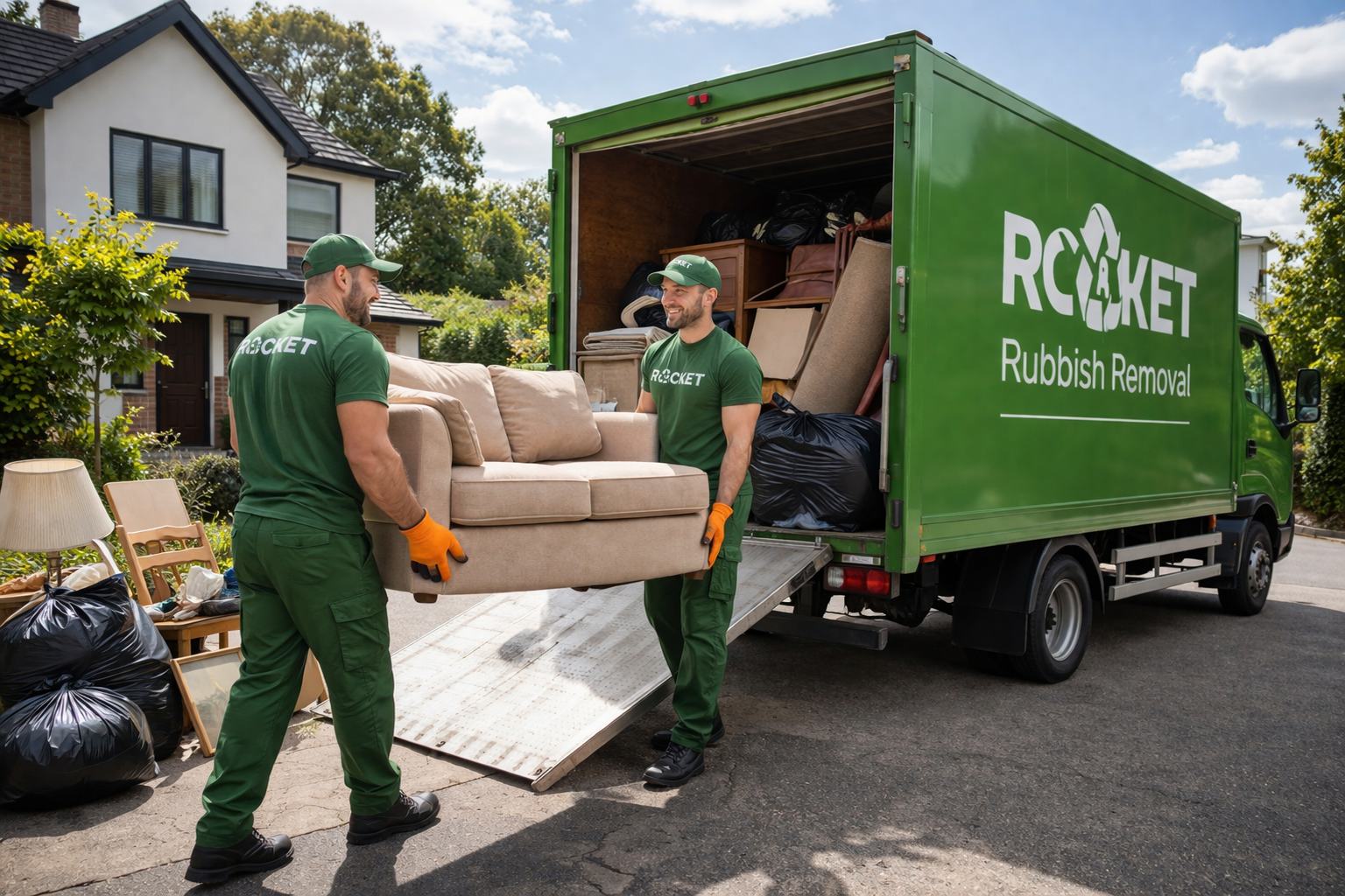Rocket Rubbish team loading furniture